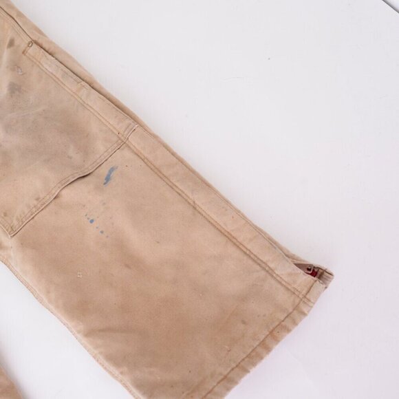 '06 Carhartt Distressed W/ Paint Splatter Tan Quilt Lined Overalls 40x36 USA - Picture 8 of 15